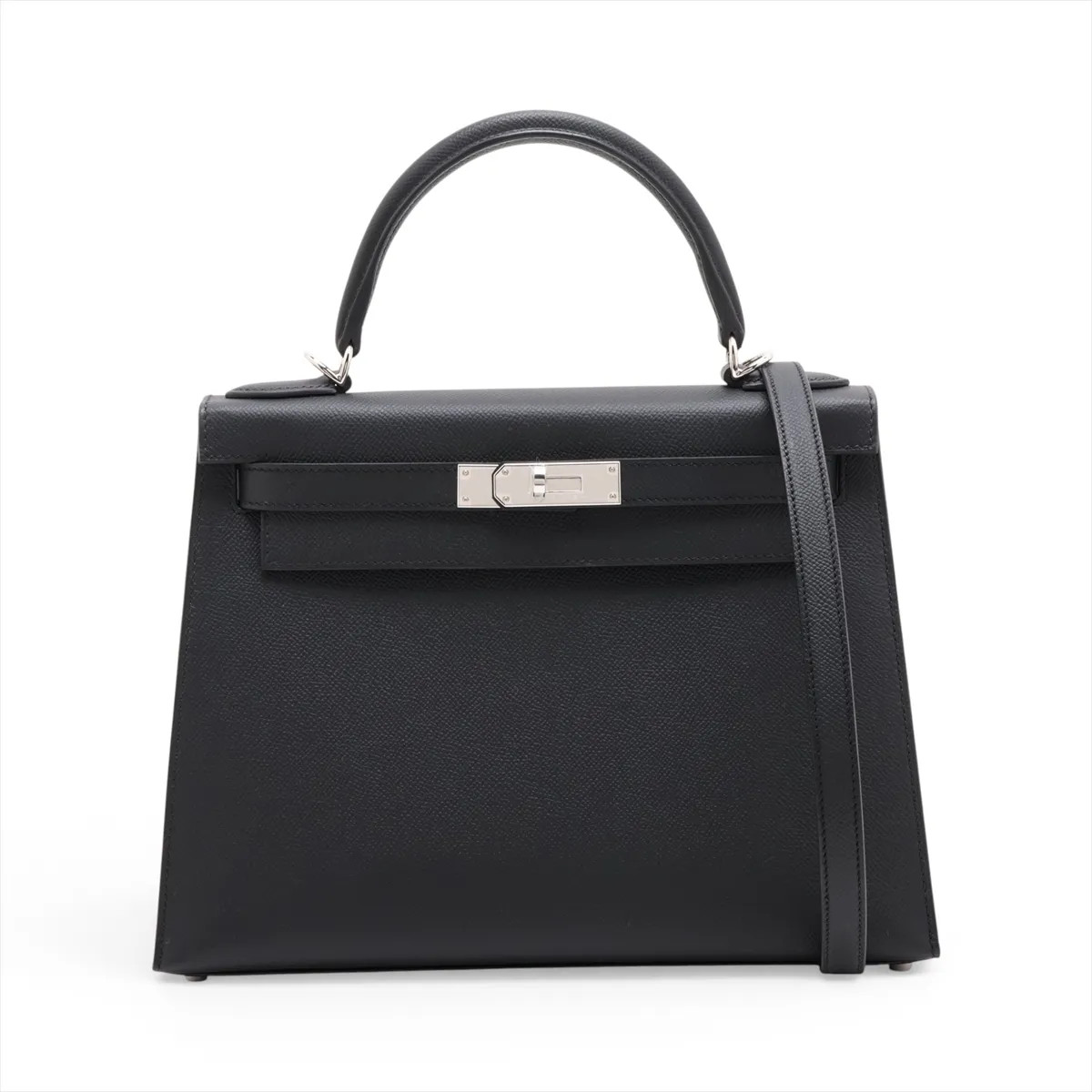 Hermès Kelly 28 Serie Veau Epsom Black Silver Metal Fittings
