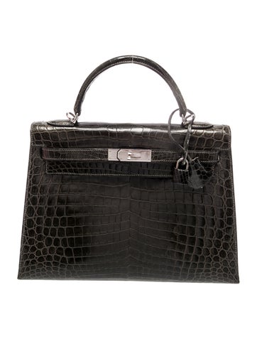 Hermes 2007 Shiny Crocodile Niloticus Kelly II Sellier 32