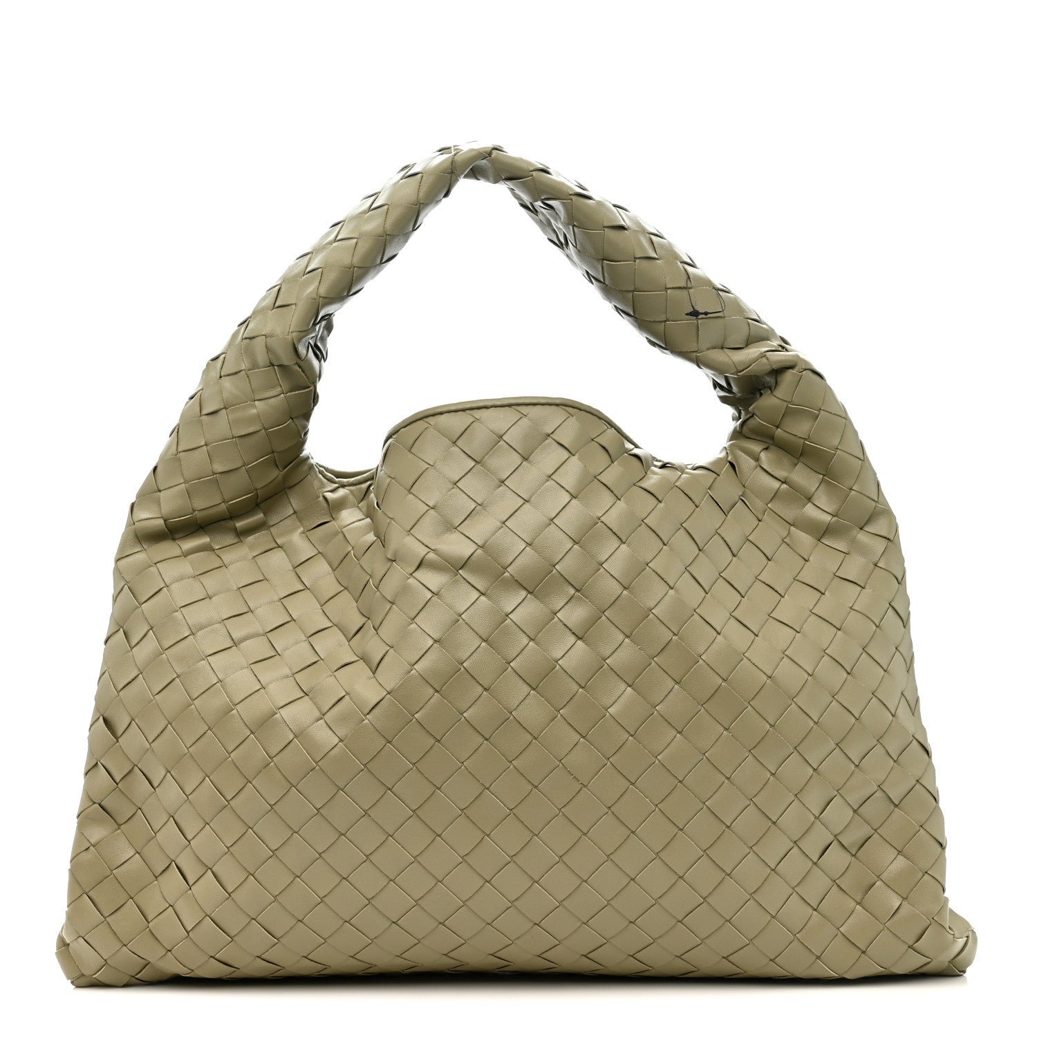 Bottega Veneta Calfskin Intrecciato Small Hop Travertine