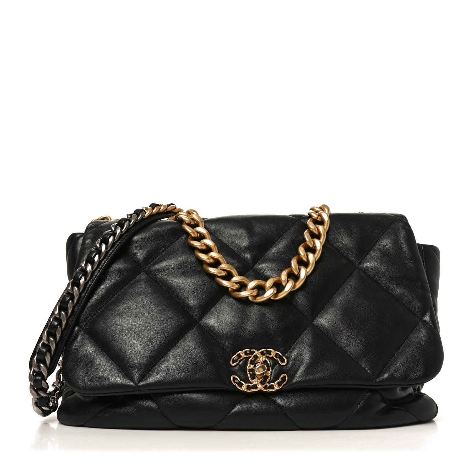 Chanel Lambskin Quilted Maxi Chanel 19 Flap Black