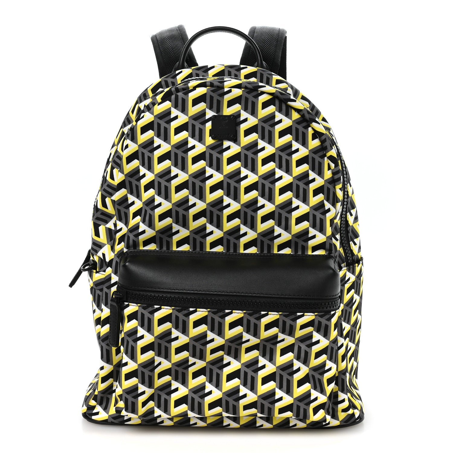 MCM Cubic Monogram Medium Backpack Black Yellow