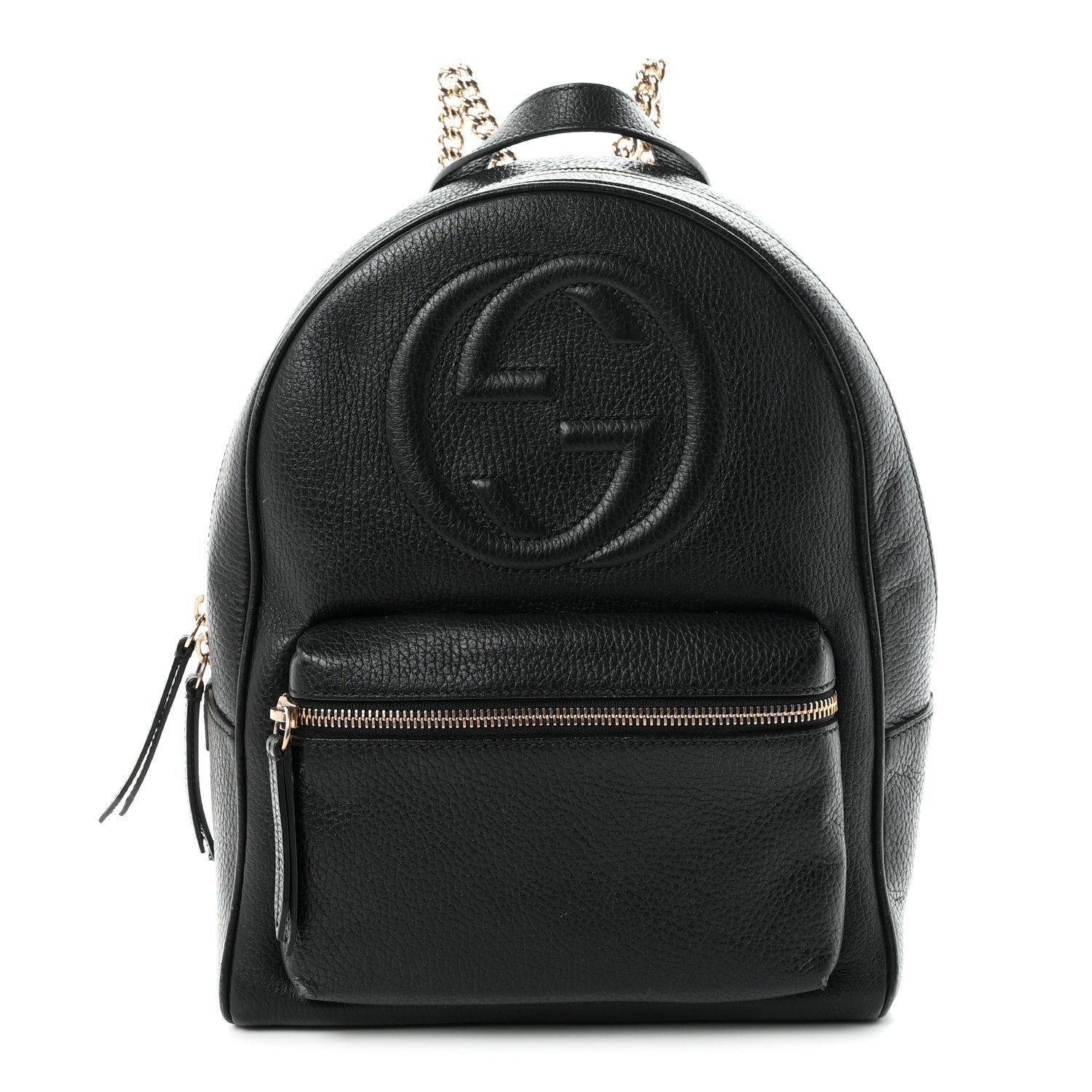 Gucci Pebbled Calfskin Soho Chain Backpack Black