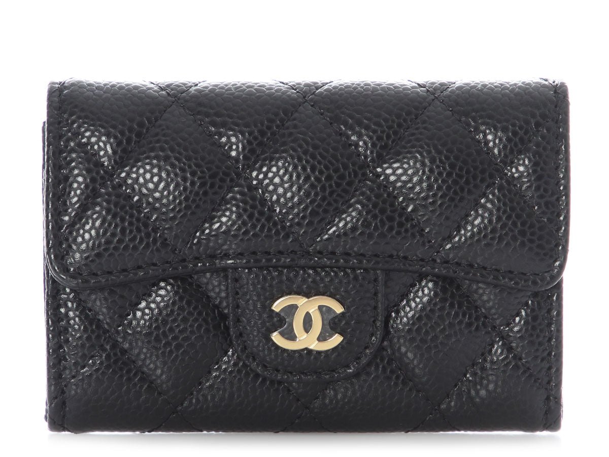 Chanel Black Quilted Caviar Classic Card Holder