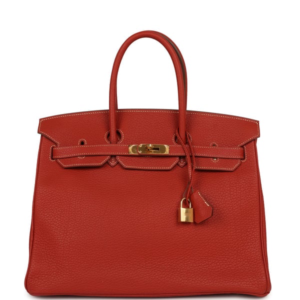 Pre-owned Hermes Birkin 35 Sanguine Fjord Gold Hardware