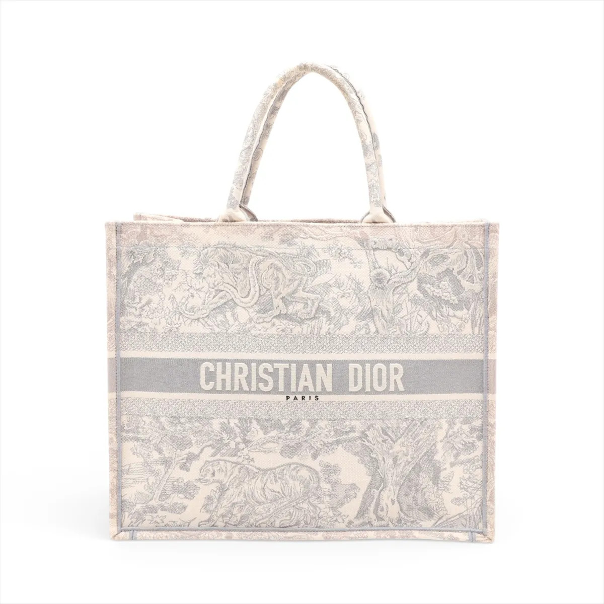 Christian Dior Toile Doo JUY Embroidery Book Tote Large canvas Tote bag Gray