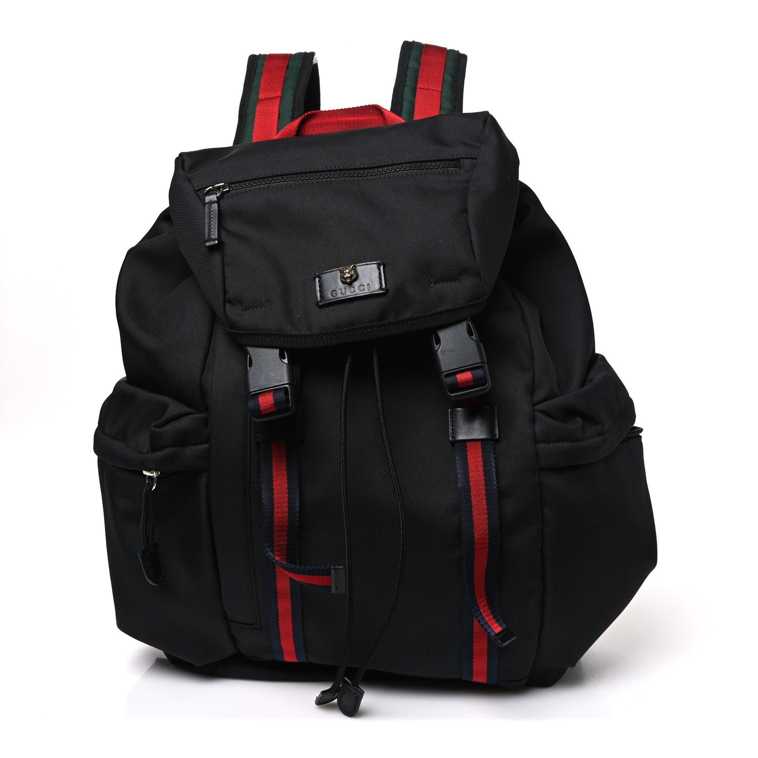 Gucci Techno Canvas Web Double Buckle Backpack Black