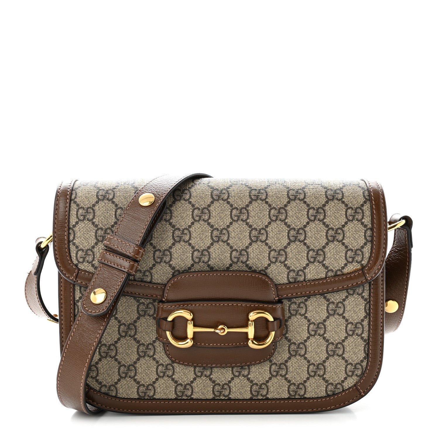 Gucci GG Supreme Monogram Horsebit 1955 Shoulder Bag  Beige Brown Sugar