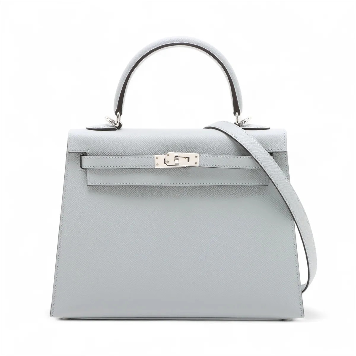 Hermès Kelly 25 Serie Veau Epsom Blue glacier Silver Metal Fittings