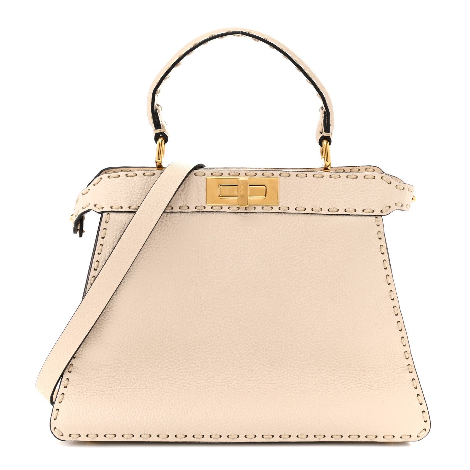 Fendi Cuoio Romano Selleria Chamois Medium Peekaboo I SEE U Satchel White