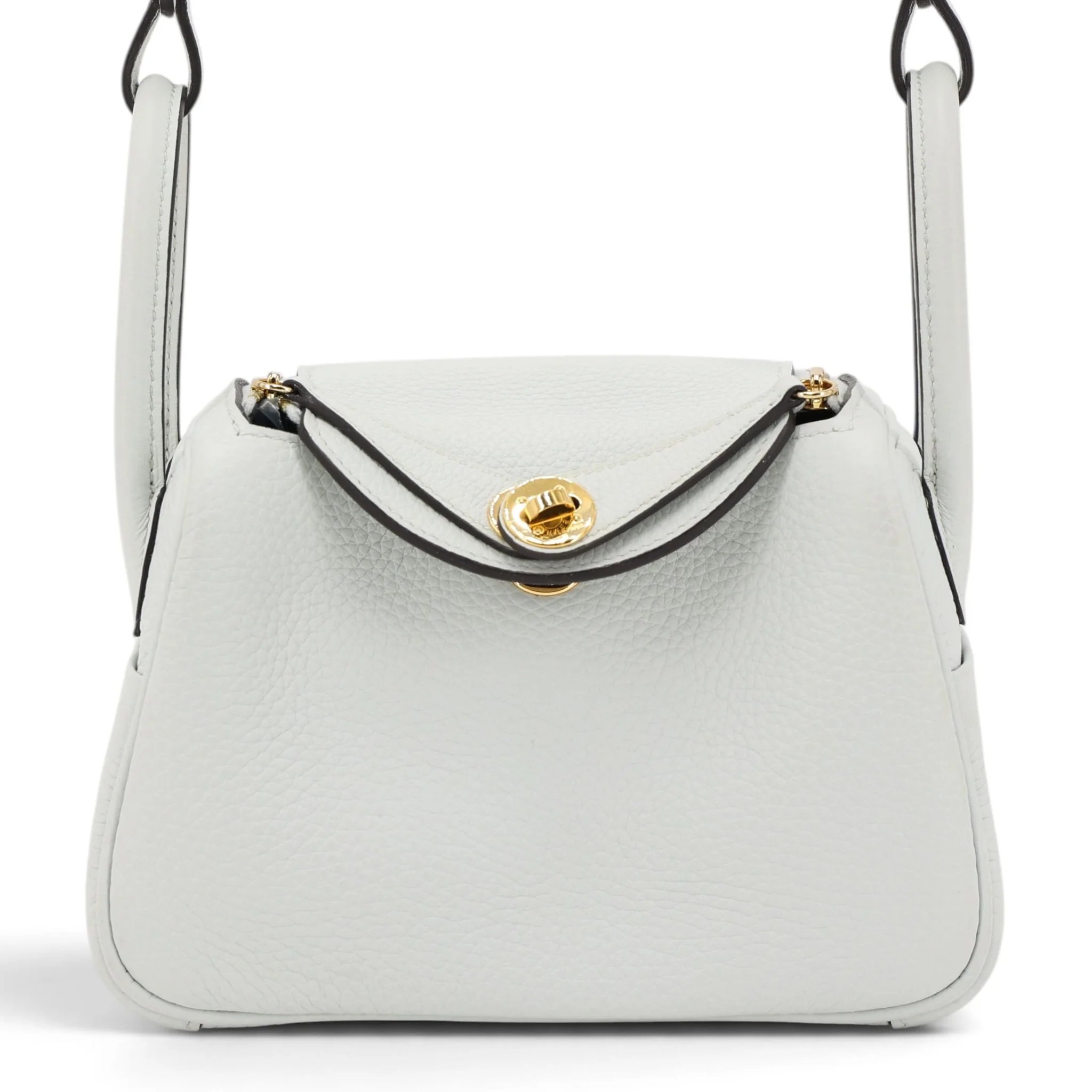 Very Good ( Rank A) HERMÈS Mini Lindy II Gris Platine (N4) Clemence Gold hardware W (2024)