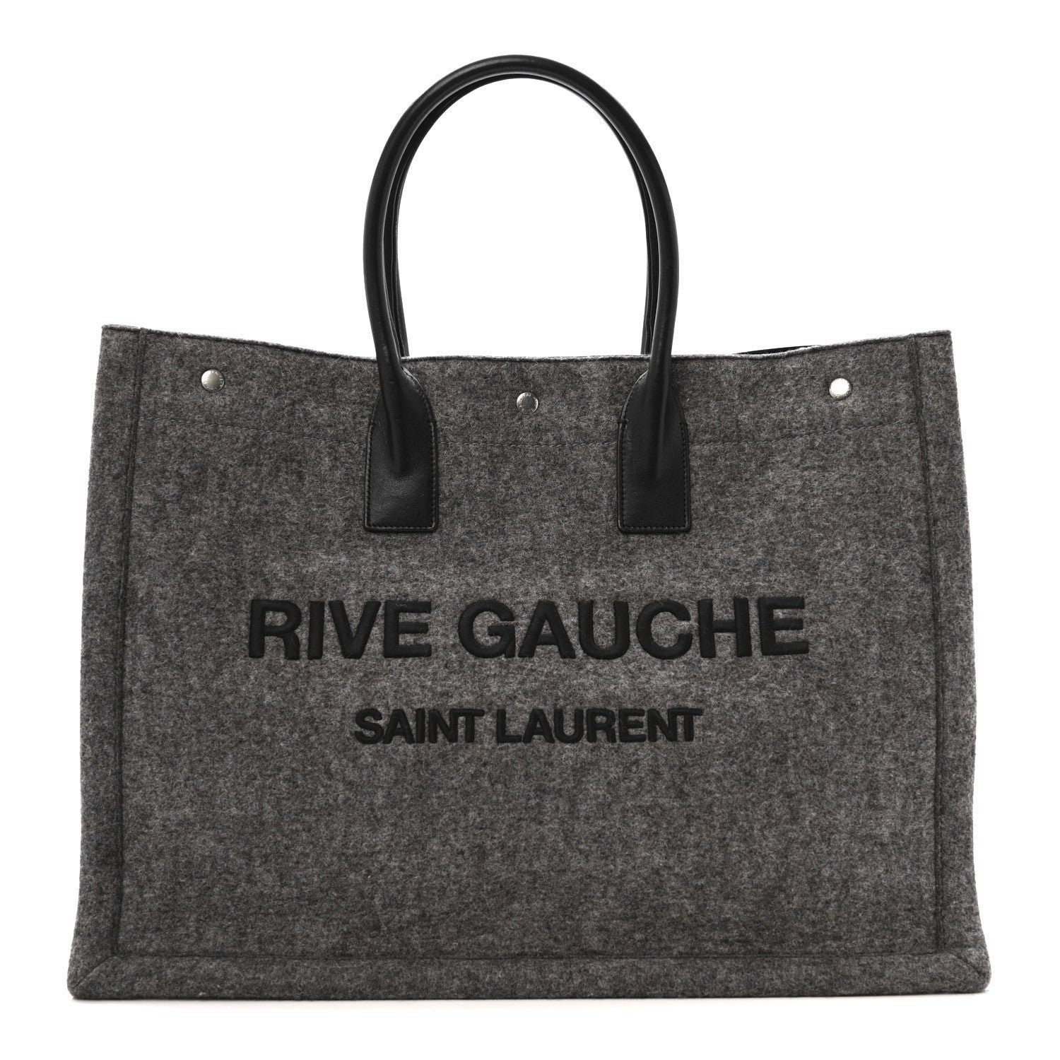 Saint Laurent Saint Laurent Wool Calfskin Rive Gauche Tote Grey