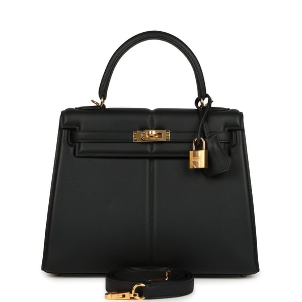 Hermes Hermes Padded Kelly Sellier 25 Black Swift Gold Hardware