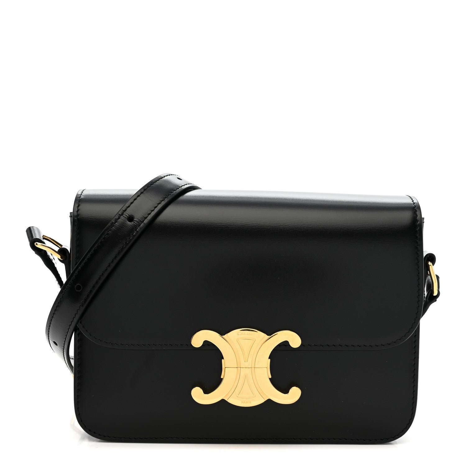 Celine Shiny Calfskin Teen Triomphe Black