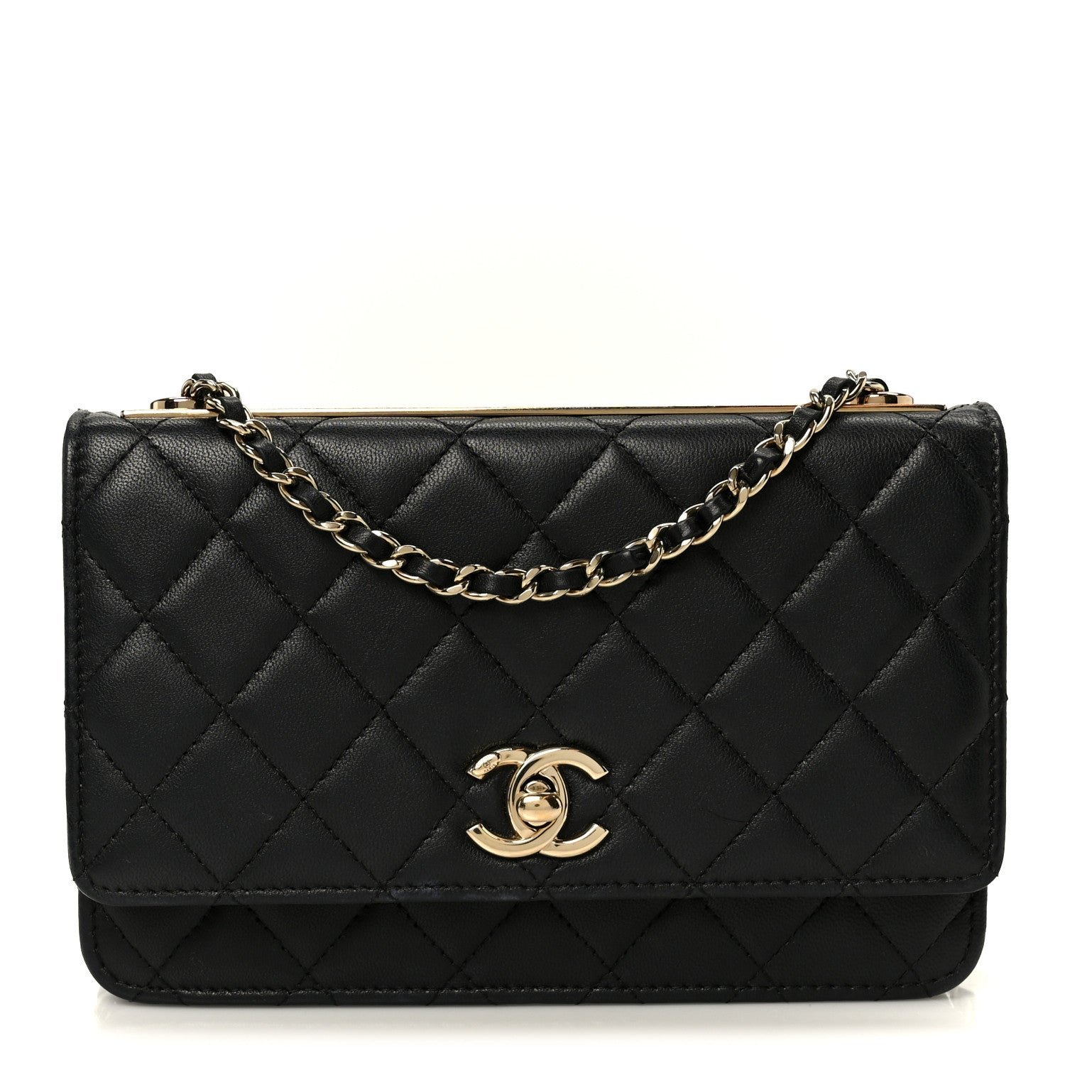 Chanel Lambskin Quilted Trendy CC Wallet On Chain WOC Black