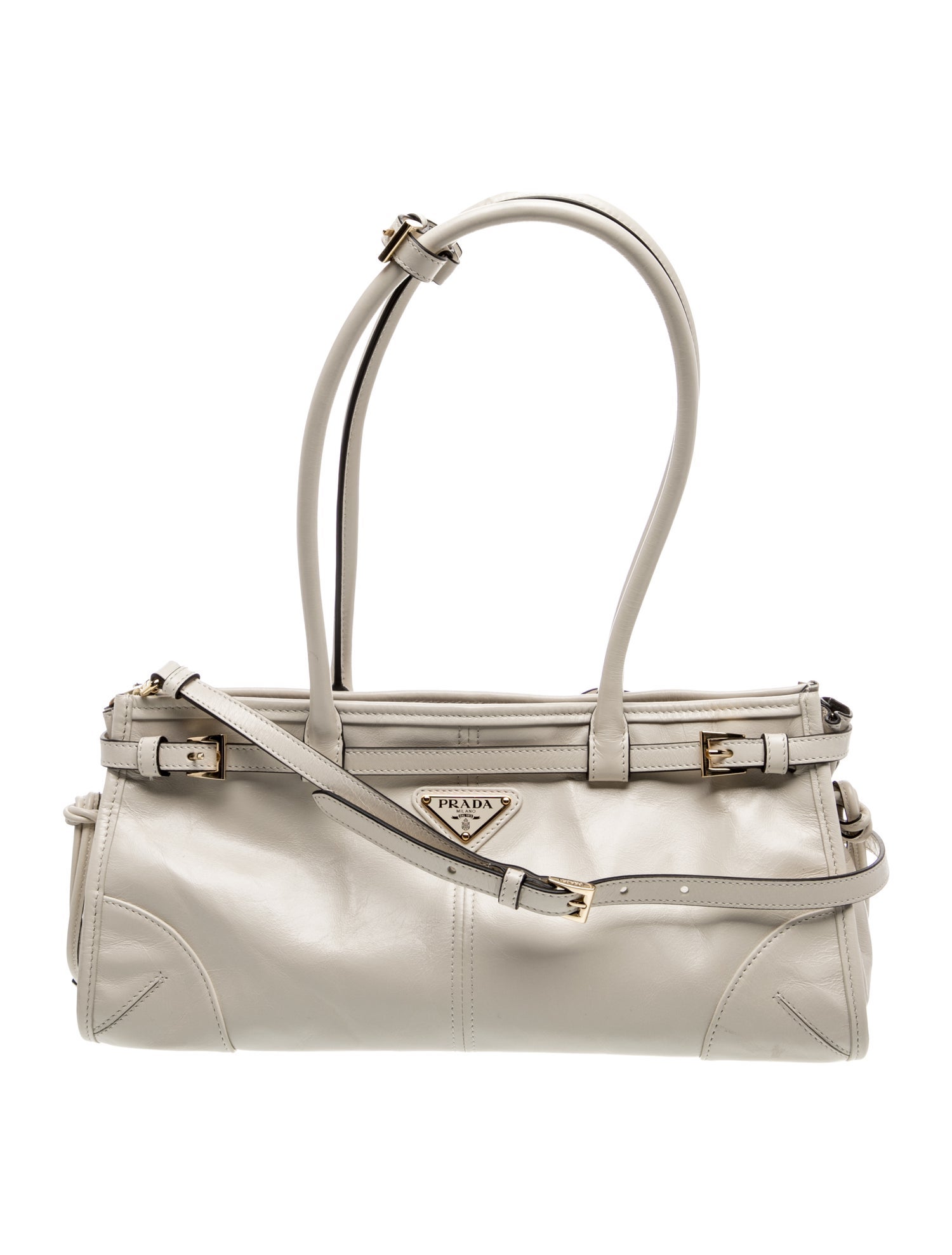 Enameled Metal Triangle Glossy Calfskin Triangle Medium Bonnie Shoulder Bag