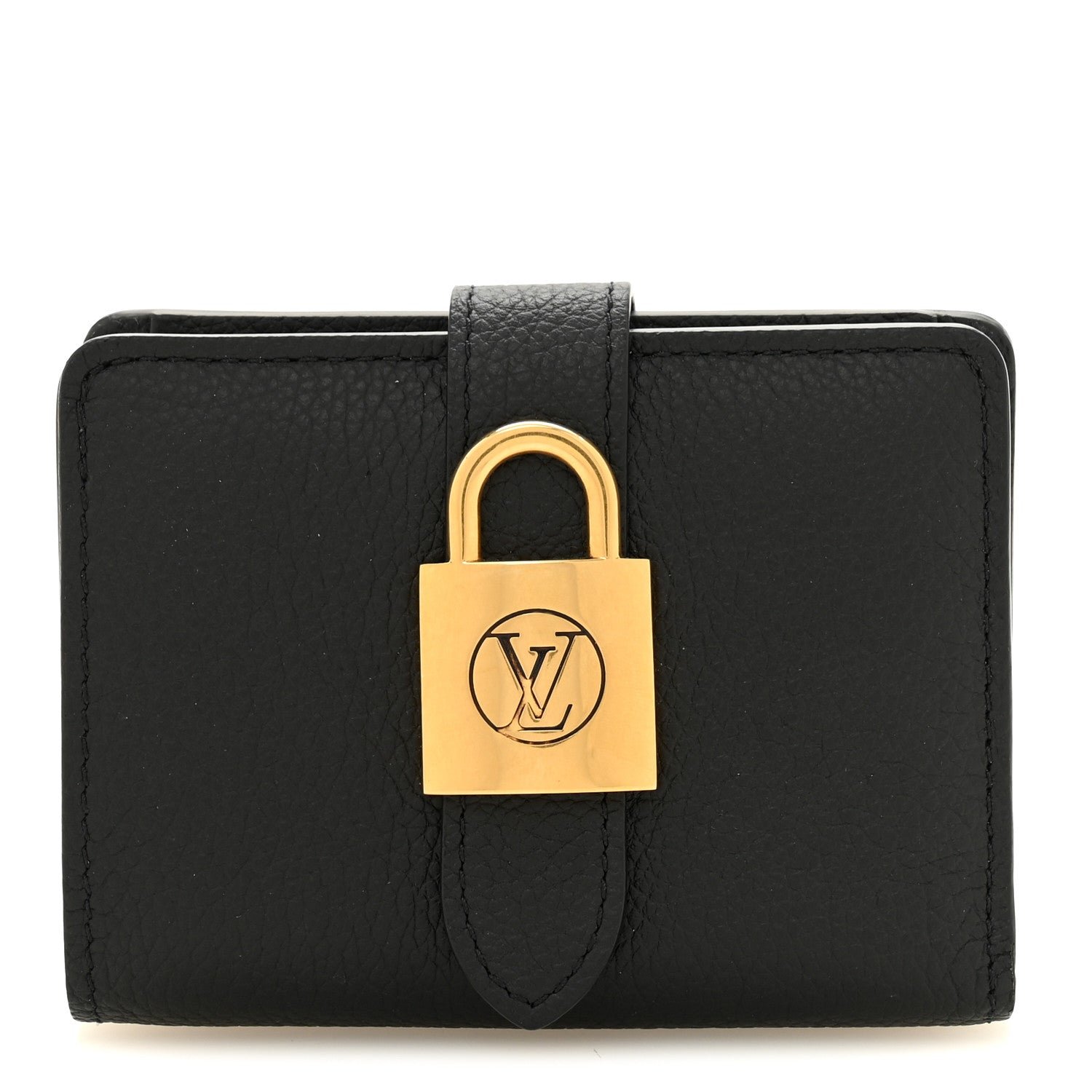 Louis Vuitton Grained Calfskin Low Key Compact Wallet Black