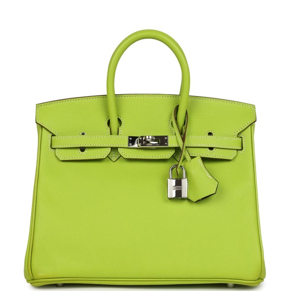 Hermes Pre-owned Hermes Candy Birkin 25 Kiwi Candy Epsom Palladium Hardware
