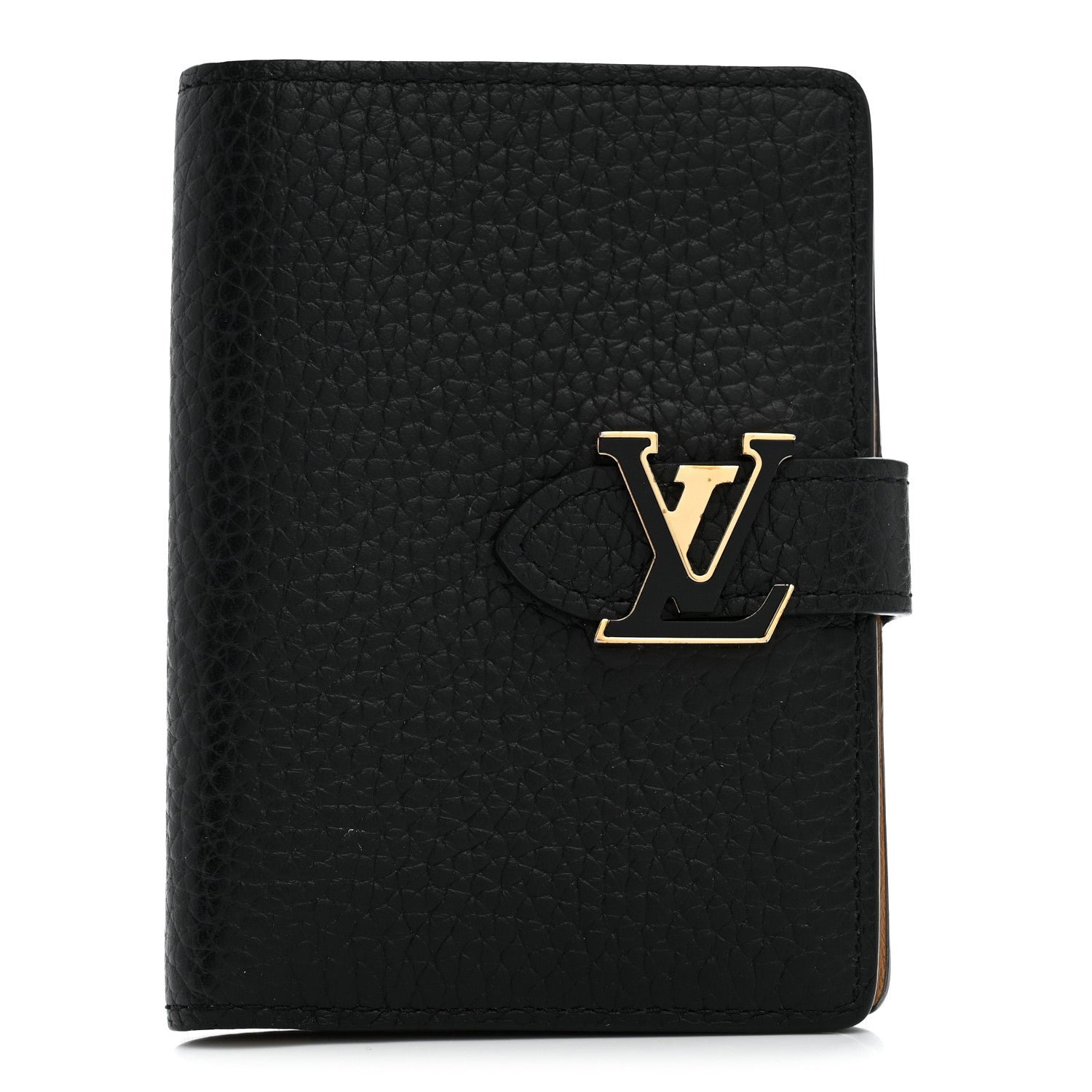 Louis Vuitton Taurillon Capucines Vertical Compact Wallet Black