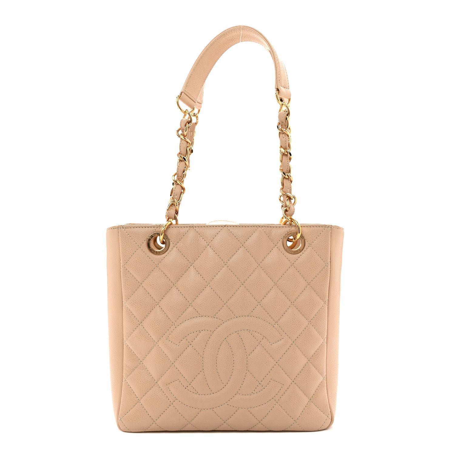 Chanel Caviar Quilted Petit Shopping Tote PST Beige Clair