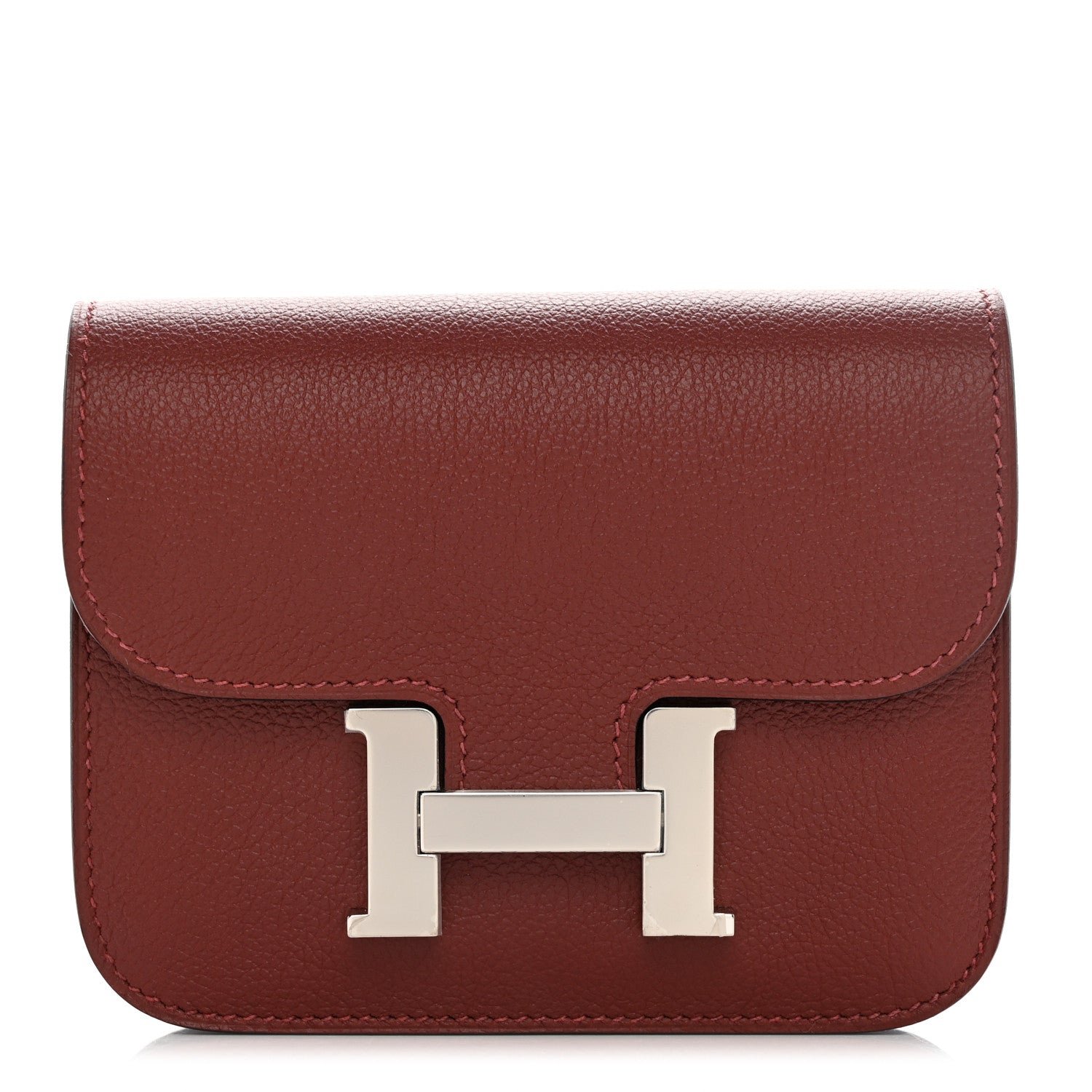 Hermes Evercolor Bi-Color Constance Slim Wallet Rouge H Rose Azalee