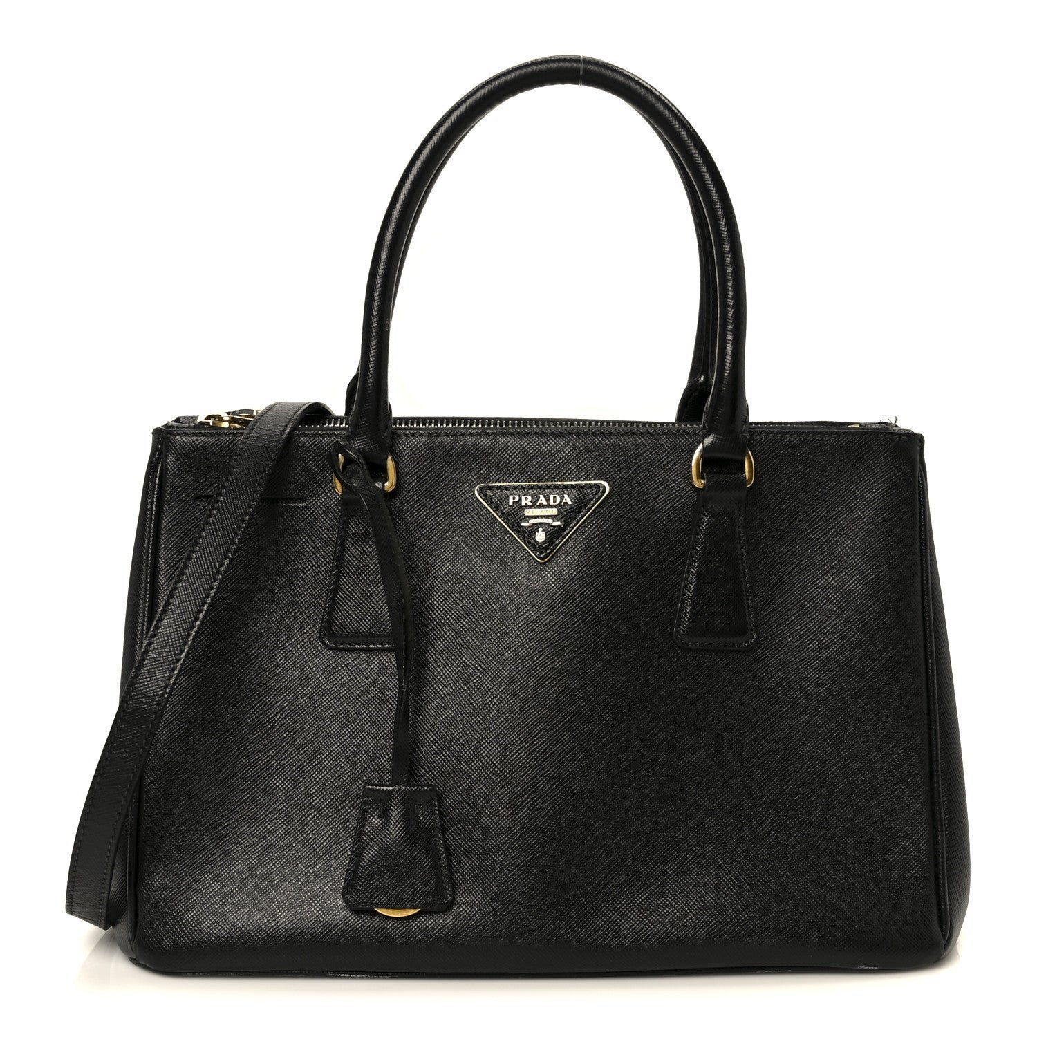 Prada Saffiano Lux Small Galleria Double Zip Tote Black