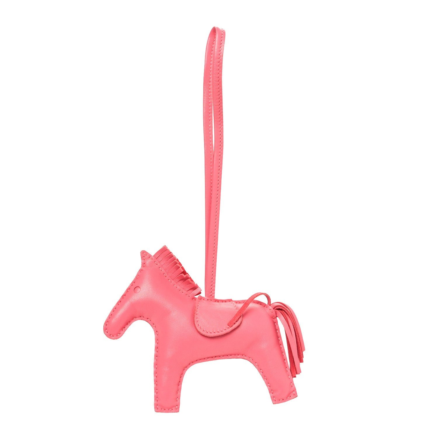Hermes Milo Lambskin Grigri Rodeo Horse Bag Charm MM Rose Azalee