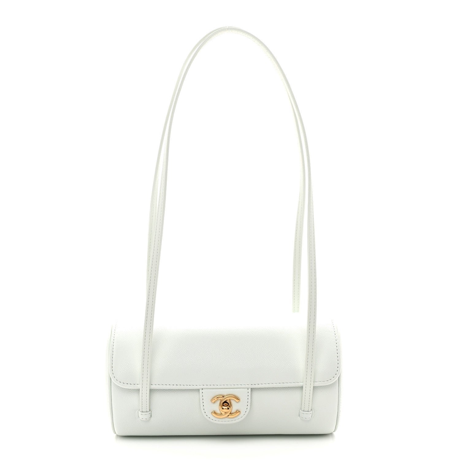 Chanel Shiny Caviar Preppy Coco Small Bowling Bag Light Blue