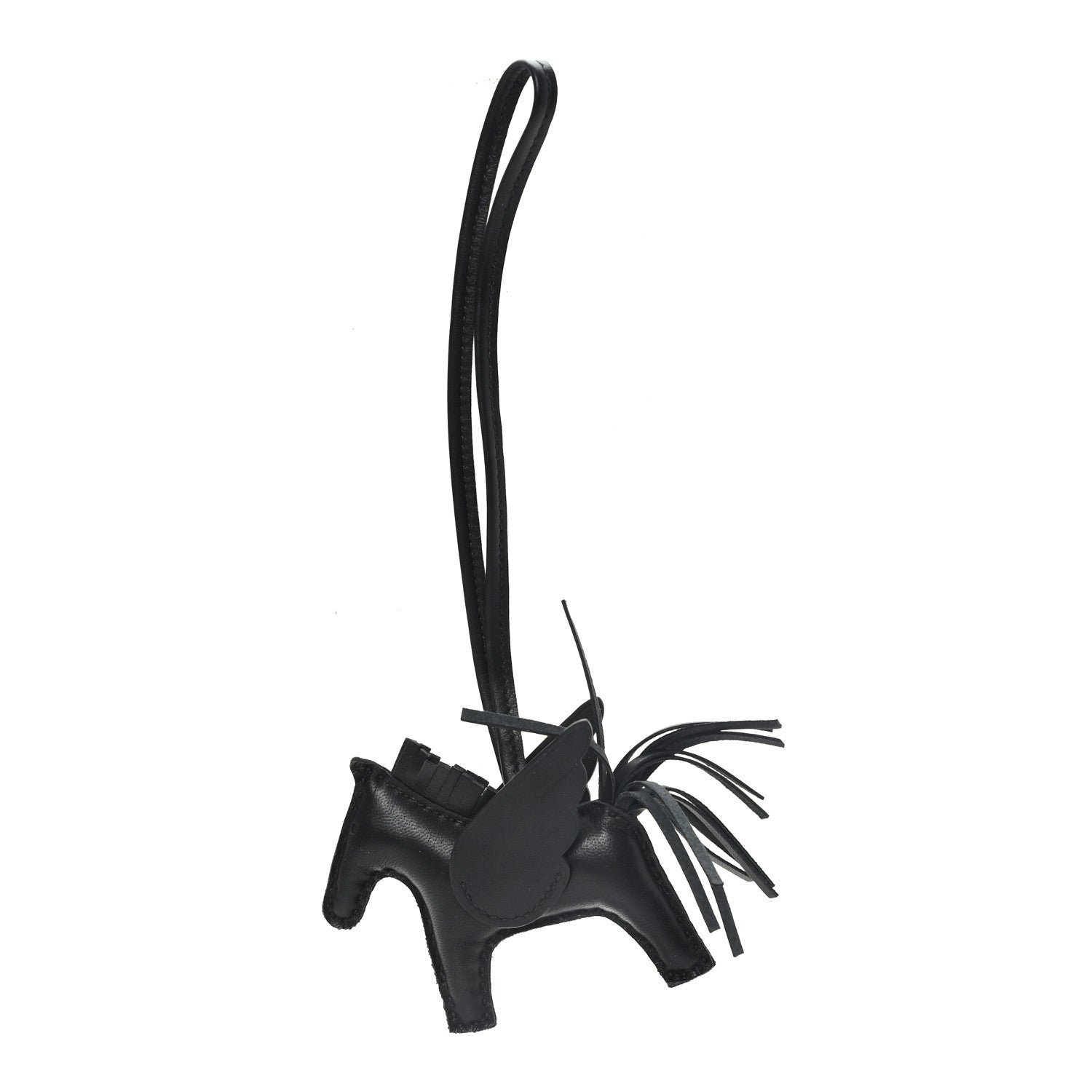 Hermes Milo Lambskin Grigri Rodeo Pegase Horse Bag Charm PM So Black