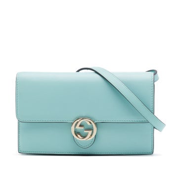 Calfskin Interlocking G Dollar Wallet On Strap