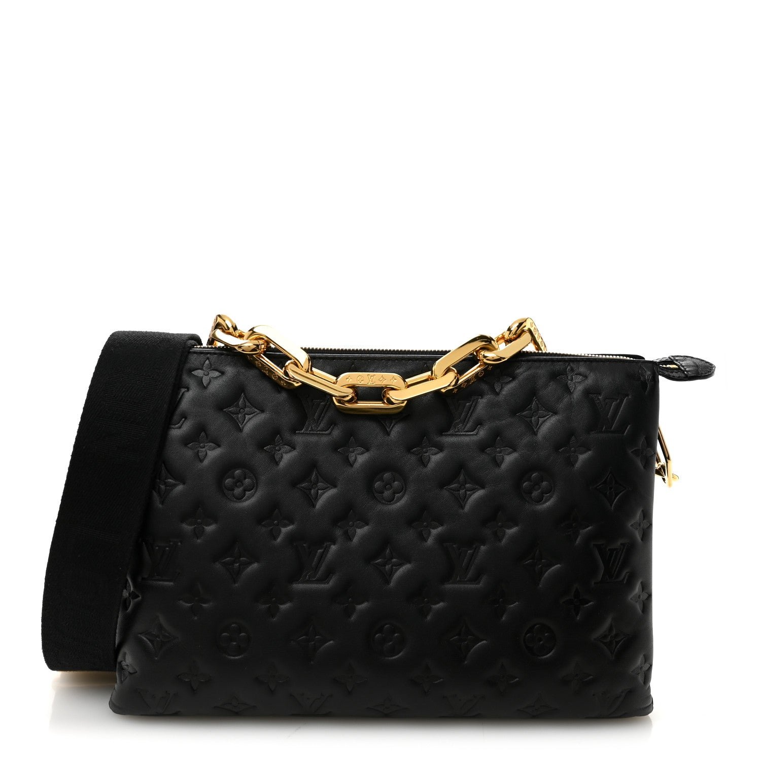 Louis Vuitton Lambskin Embossed Monogram Coussin MM Black