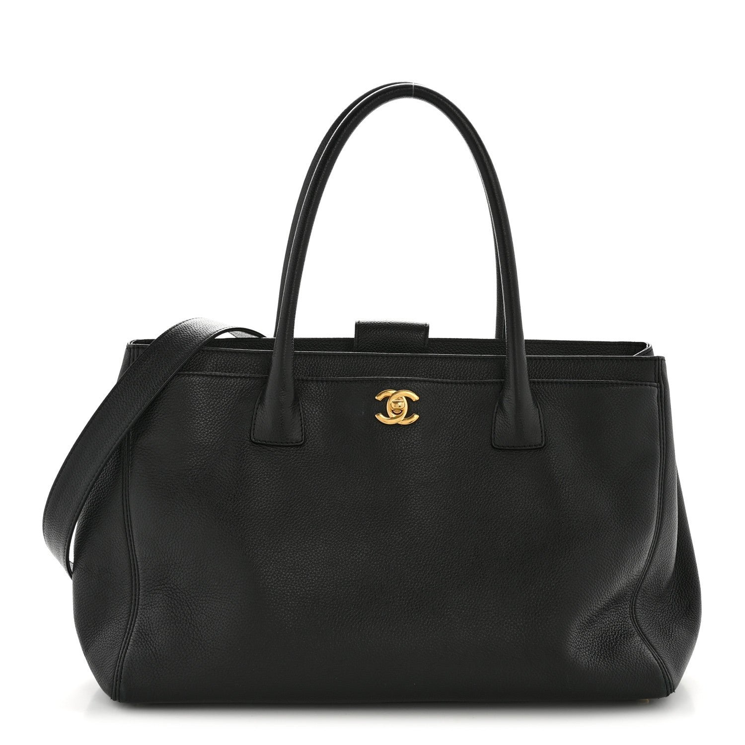 Chanel Calfskin Cerf Executive Shopper Tote Black