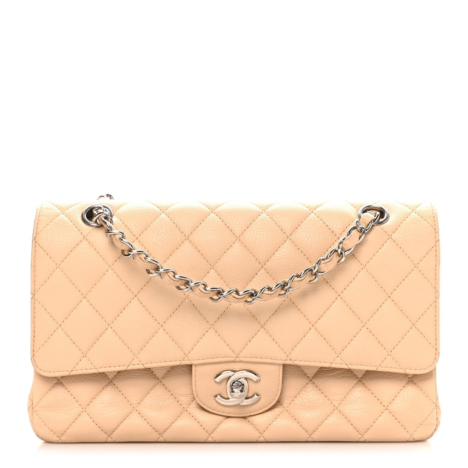 Chanel Caviar Quilted Medium Double Flap Beige