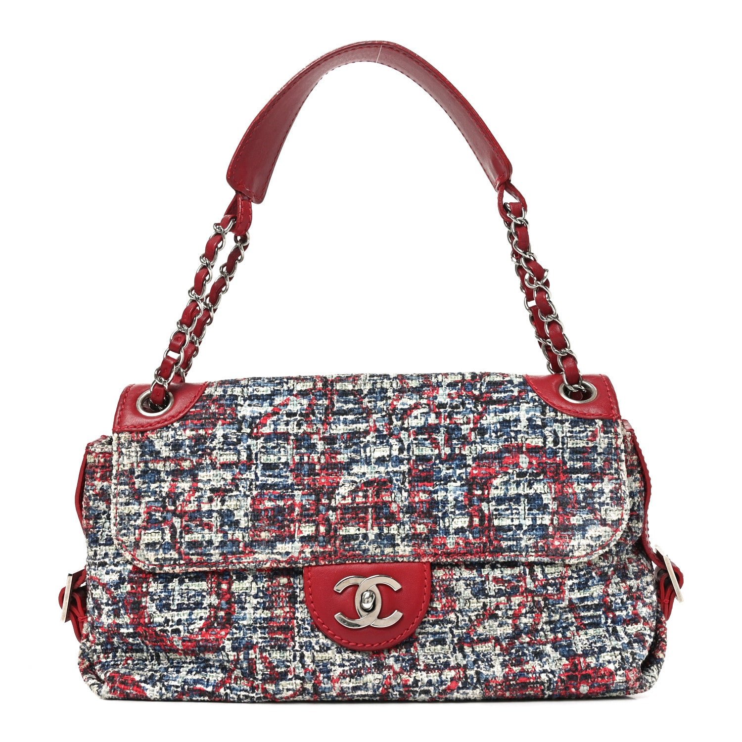 Chanel Tweed Lambskin Flap Blue Red