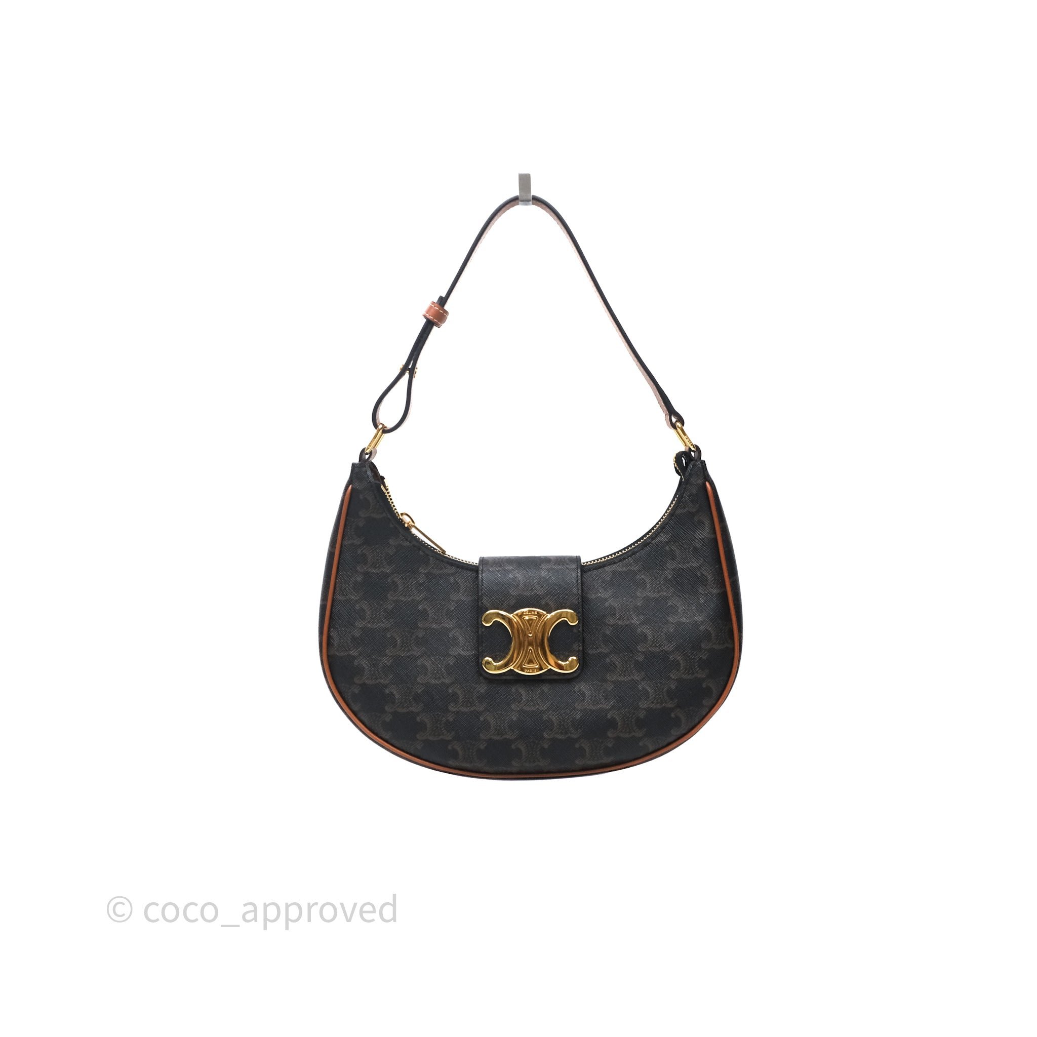 Celine Medium Ava Triomphe Bag Triomphe Canvas Tan Calfskin