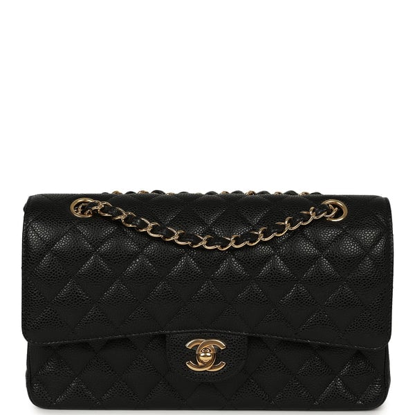 Chanel Medium Classic Double Flap Bag Black Caviar Gold Hardware