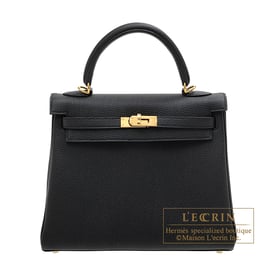 Hermes Hermes Kelly bag 25 Retourne Black Togo leather Gold hardware