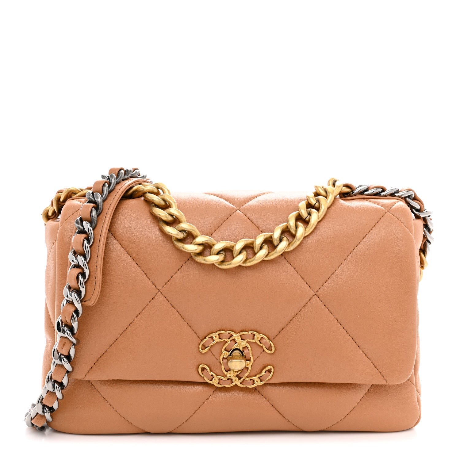 Chanel Lambskin Quilted Medium Chanel 19 Flap Brown