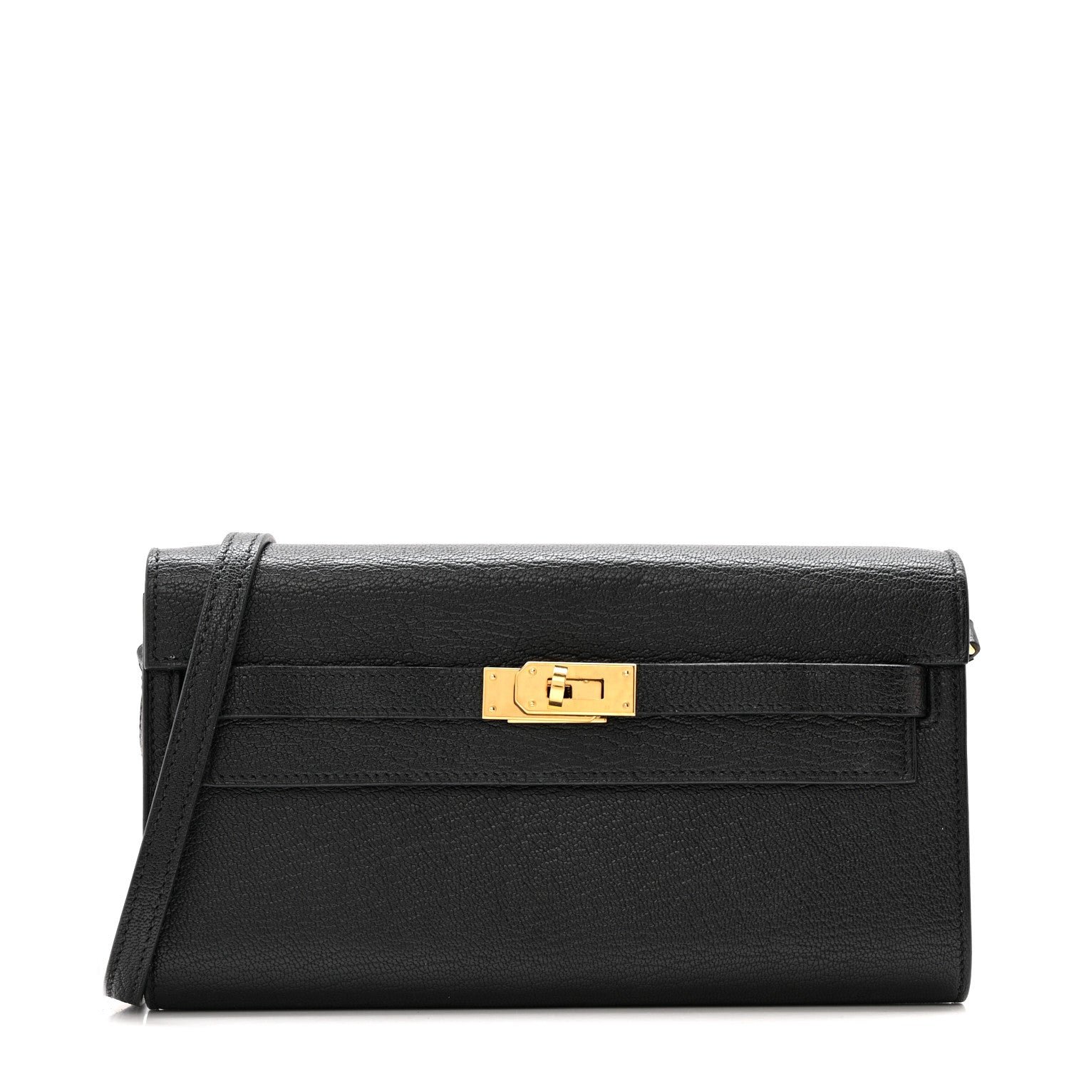 Hermes Chevre Mysore Kelly Wallet To Go Black