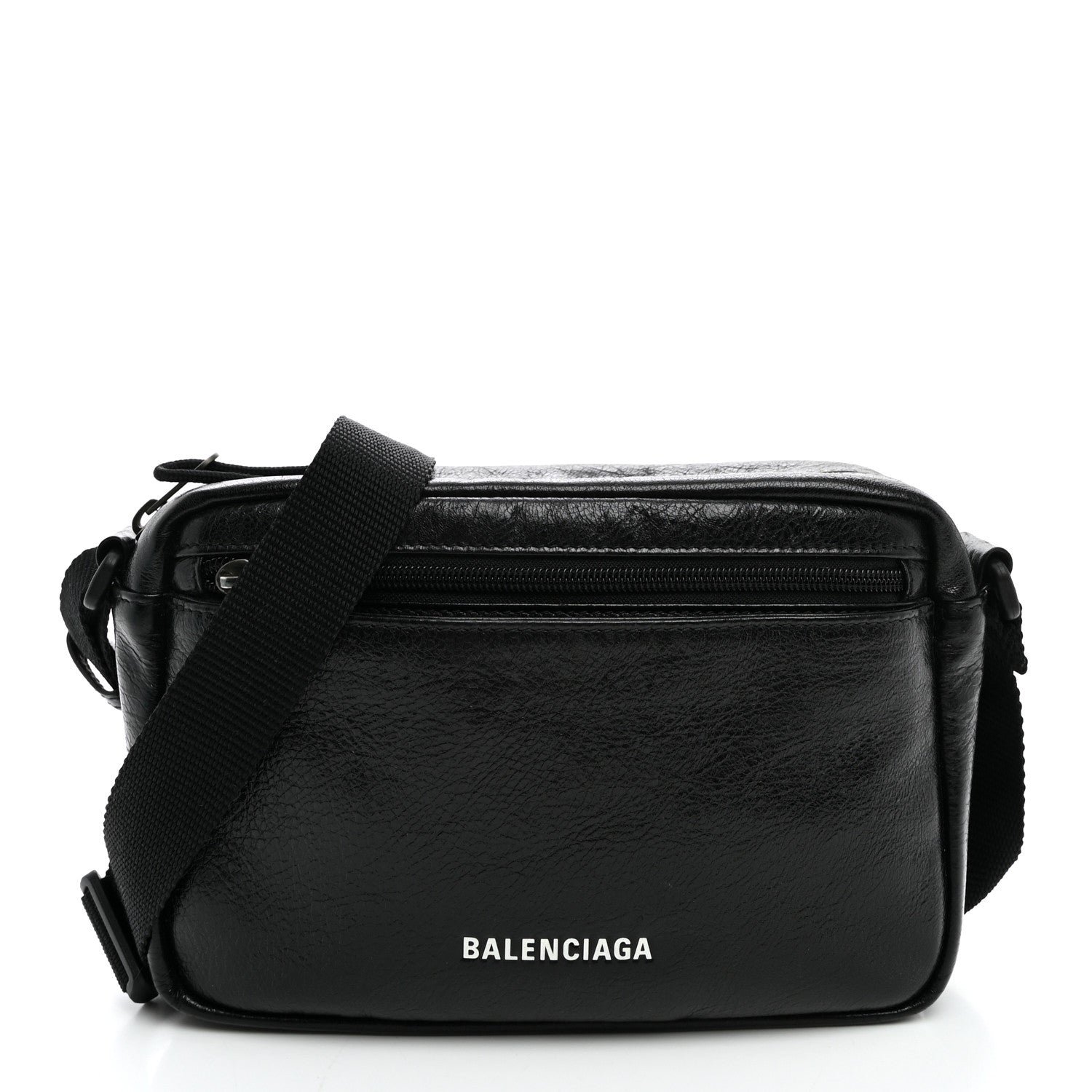 Balenciaga Calfskin Explorer Shoulder Bag Black