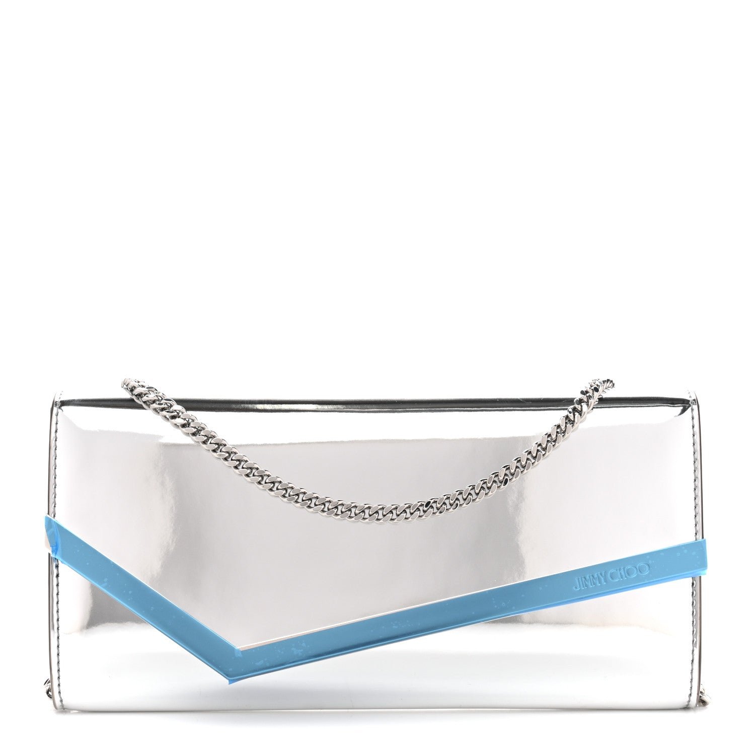 Jimmy Choo Jimmy Choo Metallic Mirror Fabric Emmie Clutch Bag Silver