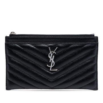 Calf Leather Grain De Poudre Chevron Monogram Bill Pouch