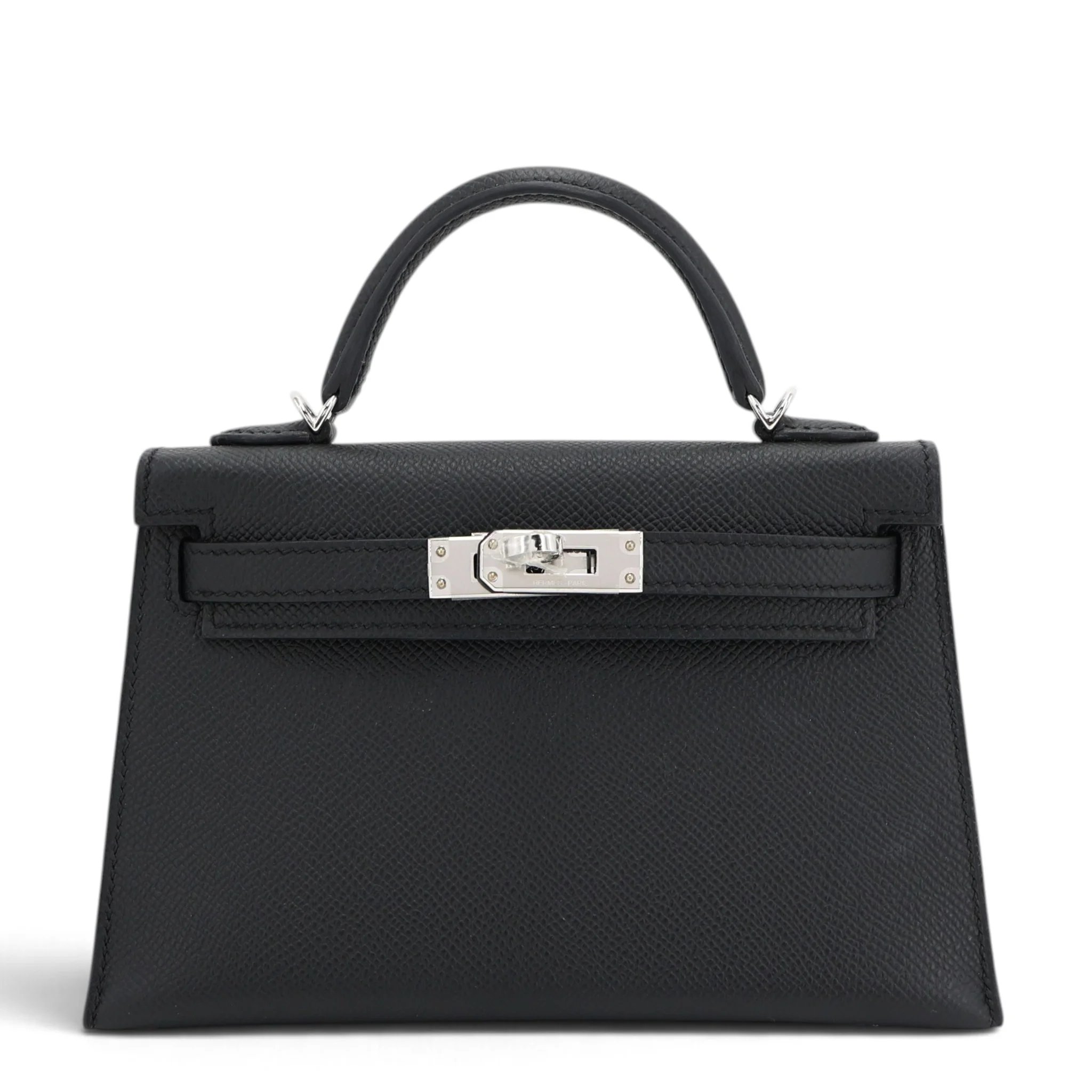Excellent ( Rank SA ) HERMÈS Mini Kelly II Noir (89) Epsom Palladium hardware G (2026)