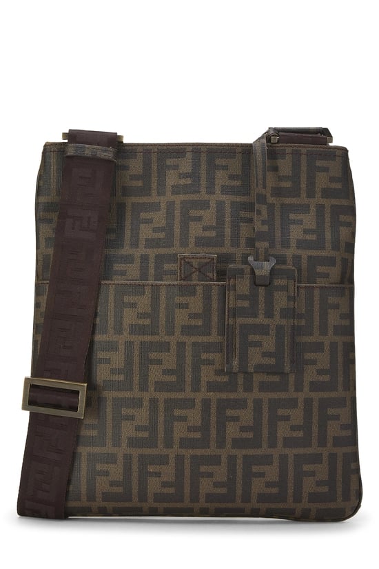 Brown Zucca Coated Canvas Flat Messenger Small