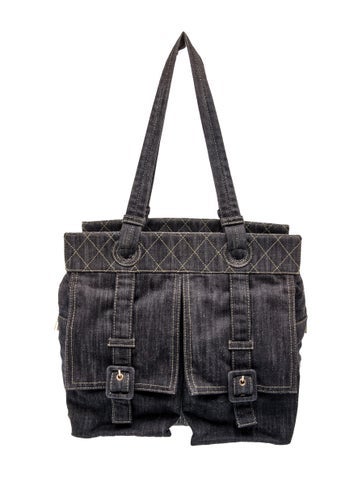 Denim Double Pocket Tote