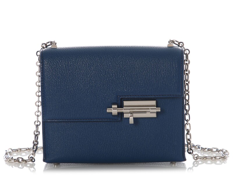Hermes Bleu Chèvre Mysore Mini Verrou 17 Palladium Hardware, 2017
