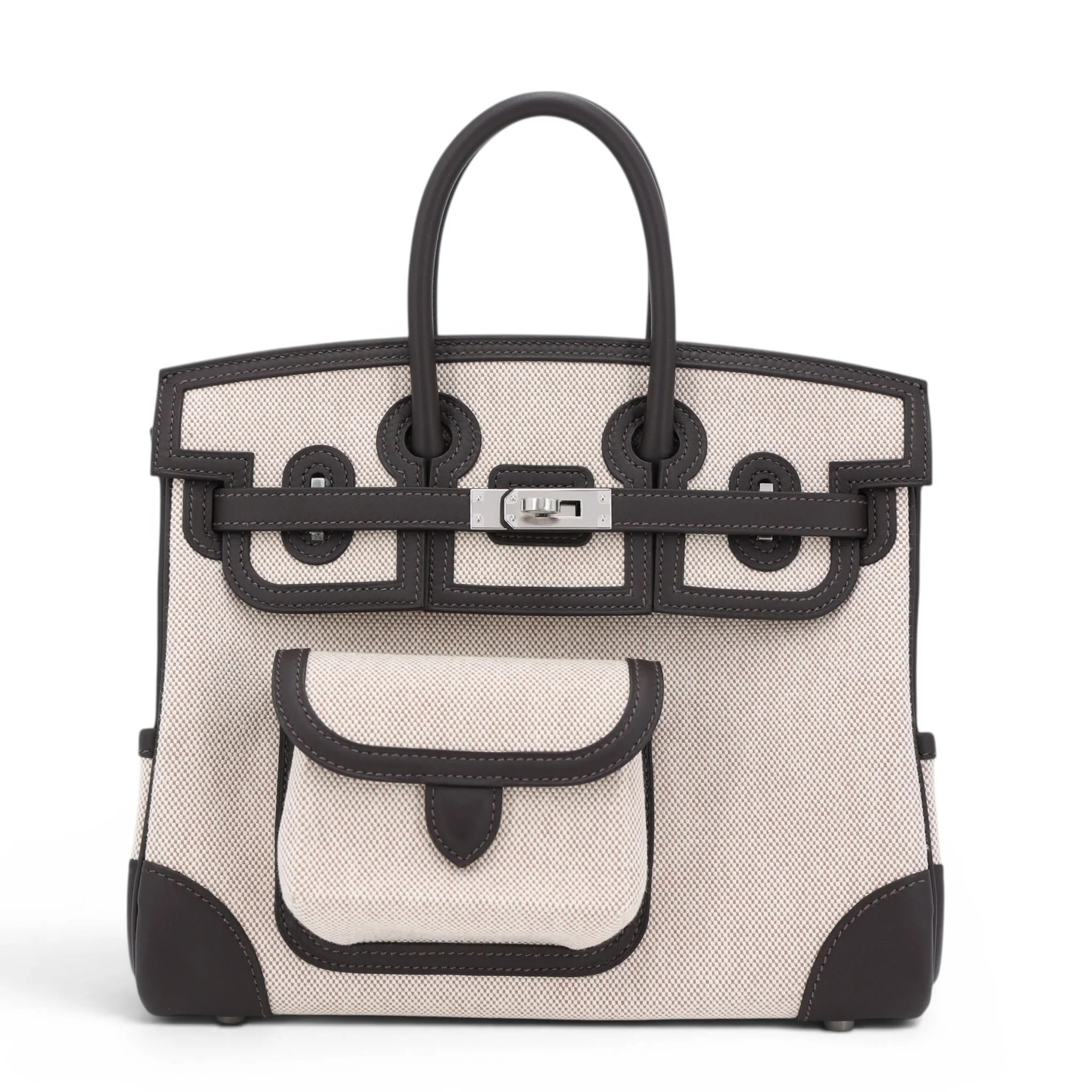 Brand New ( Rank N ) HERMÈS Limited Edition Birkin Cargo 25 Bai Brun（T3） Ecru Toile Goeland canvas Palladium hardware G (2026)