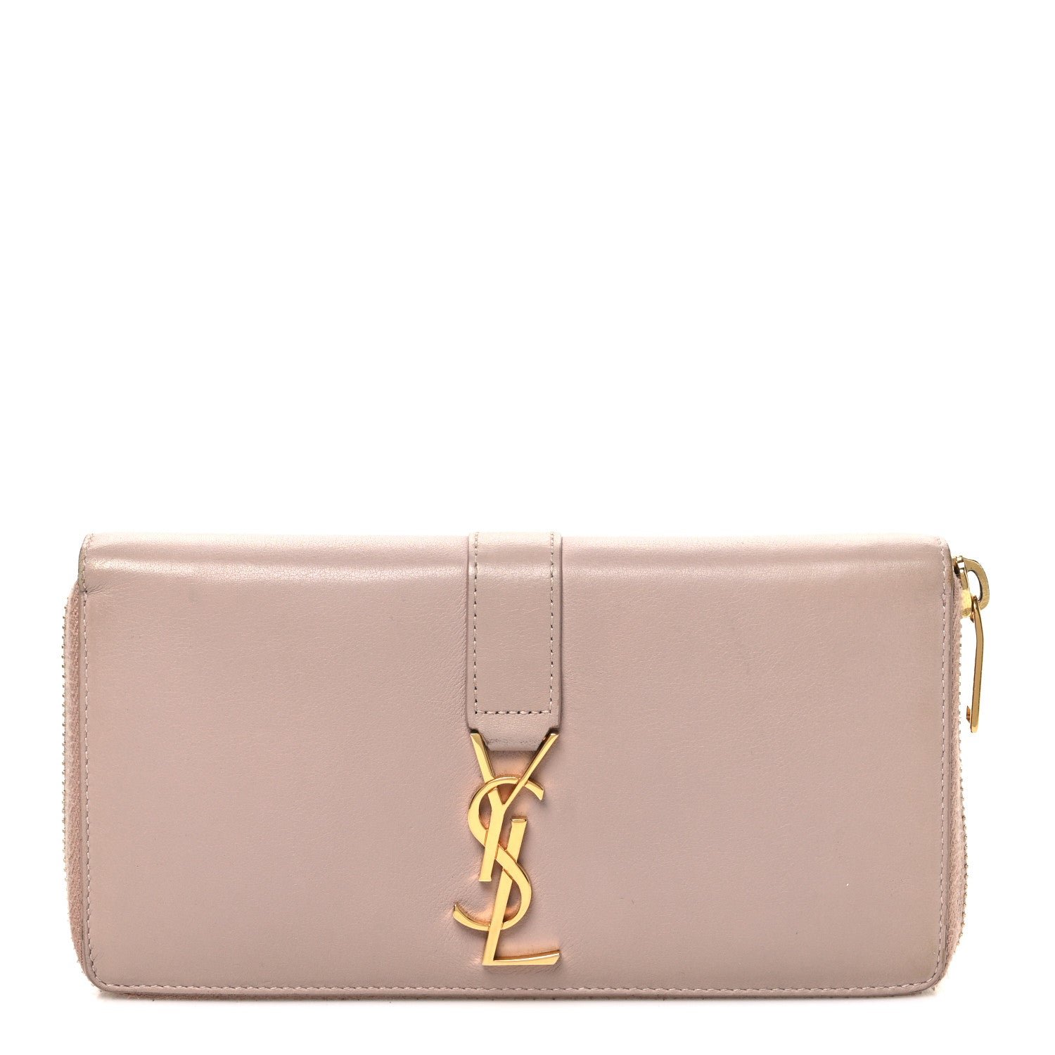 Saint Laurent Calfskin Monogram Zip Around Wallet Pale Pink
