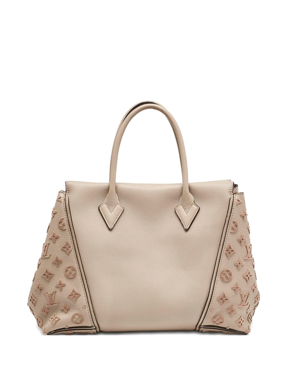 monogram-embossed leather handbag