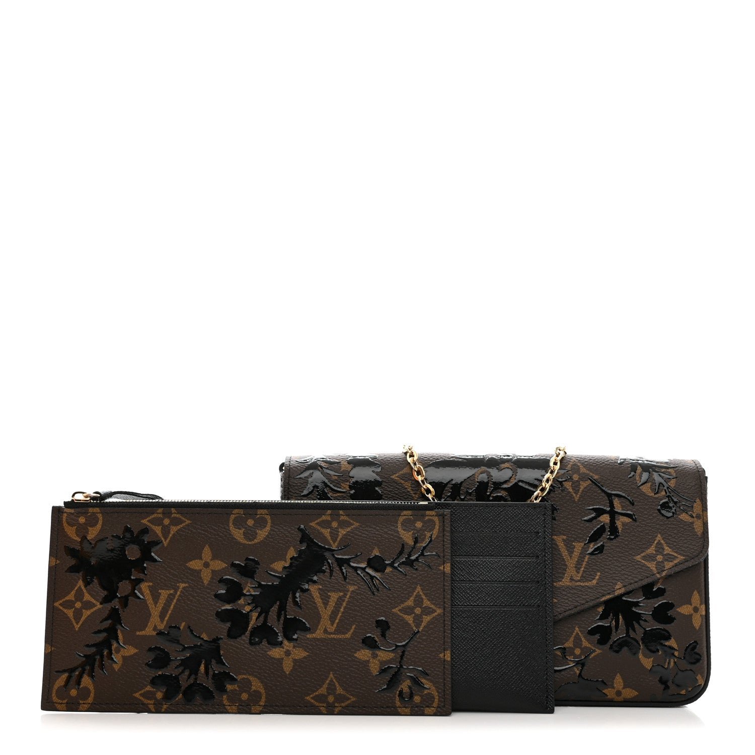 Louis Vuitton Monogram Blossom Pochette Felicie Chain Wallet Black