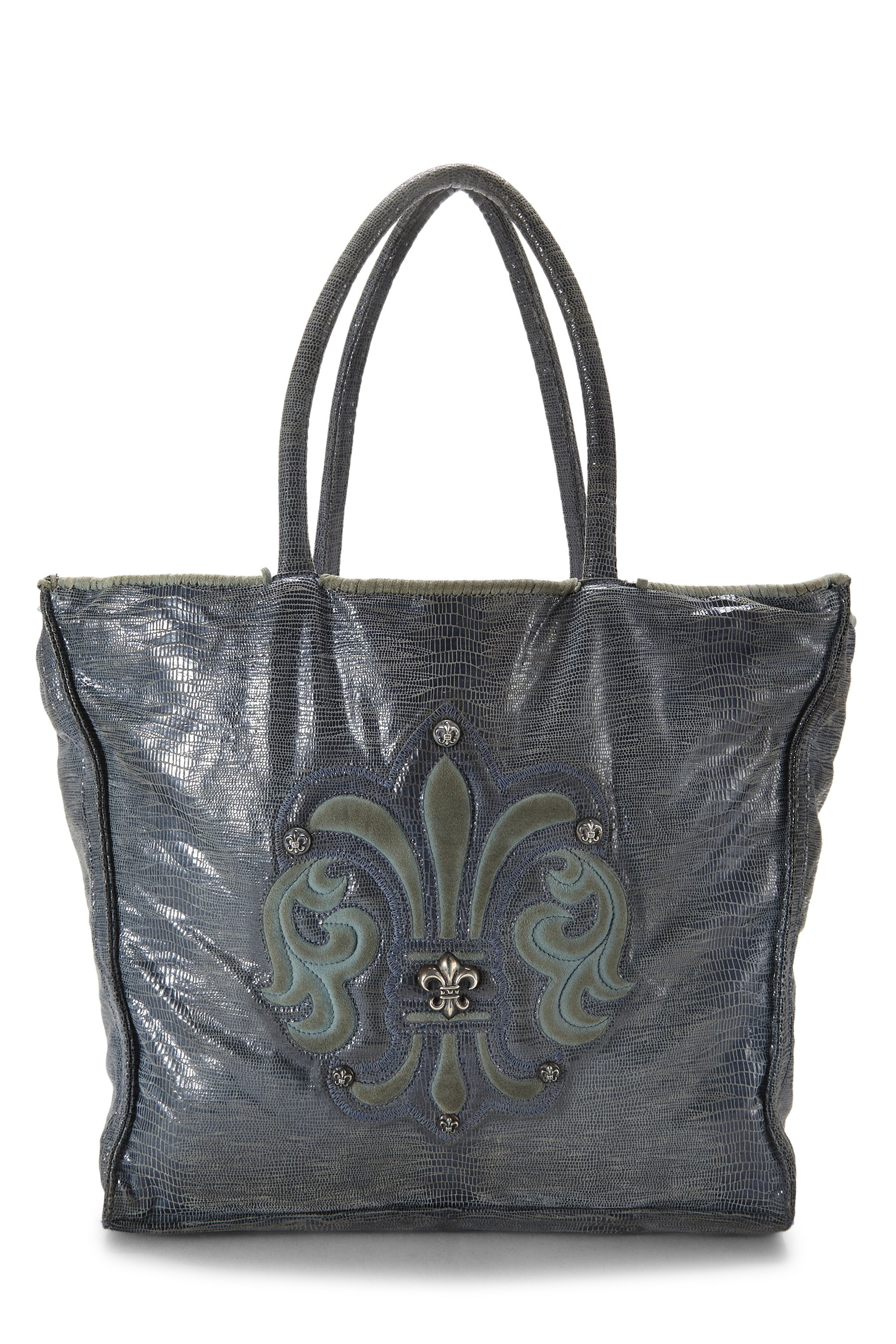 Chrome Hearts Blue Leather BS Fleur Tote